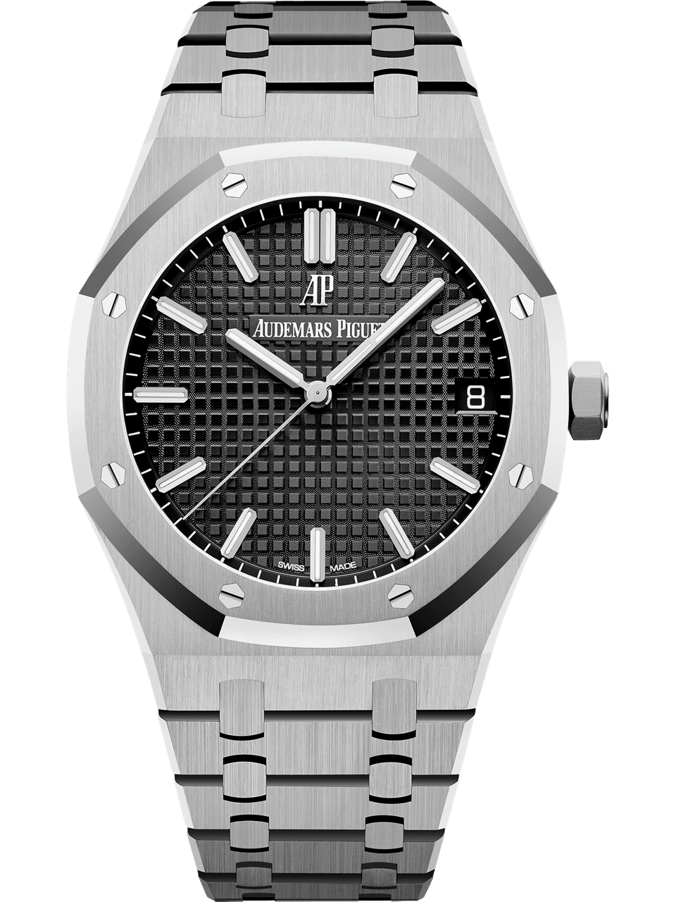 Audemars Piguet Royal Oak reference 15500ST.OO.1220ST.03 with black Grande Tapisserie dial.