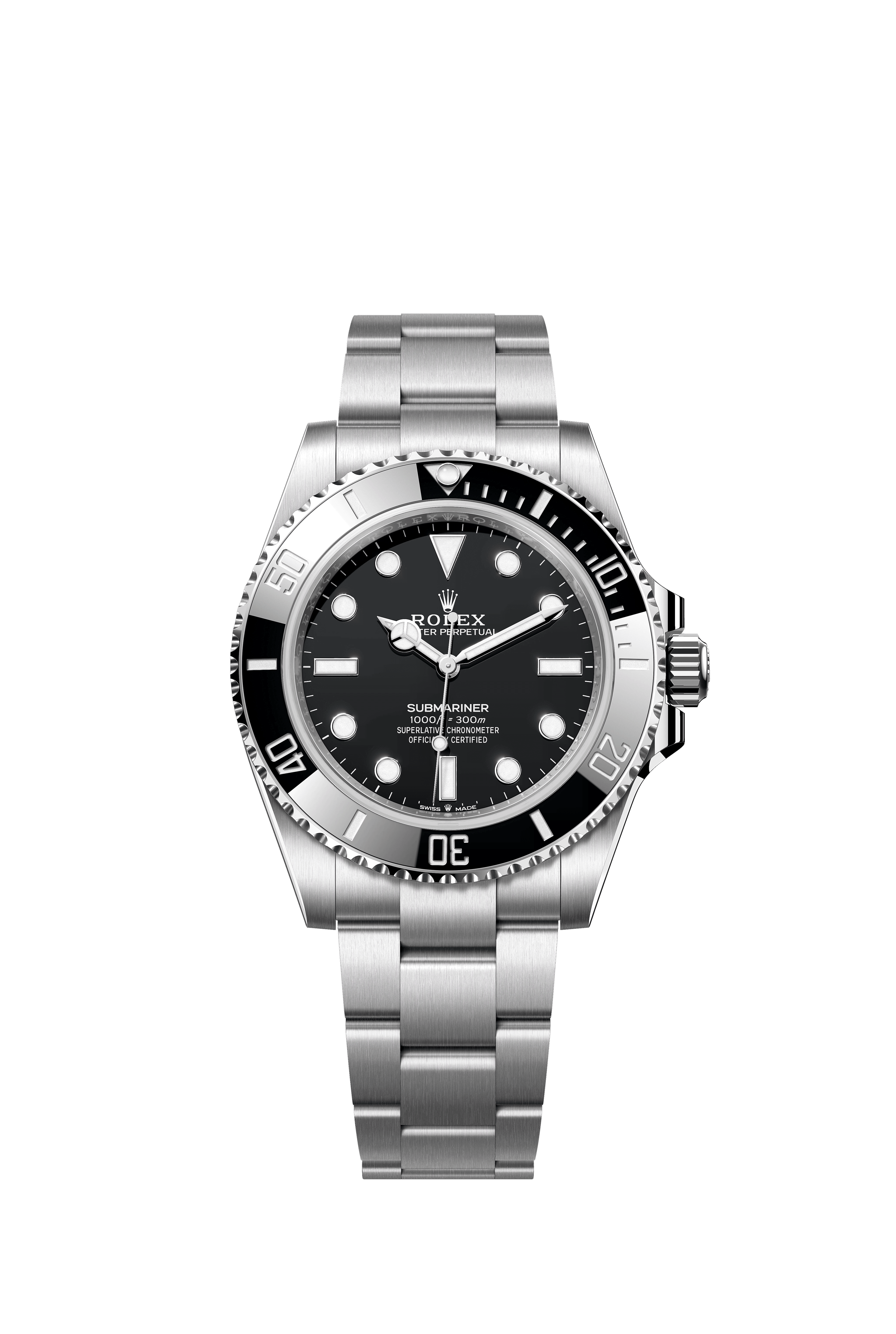 Rolex Submariner reference 124060 with black no-date dial, black Cerachrom bezel, and Oyster bracelet.